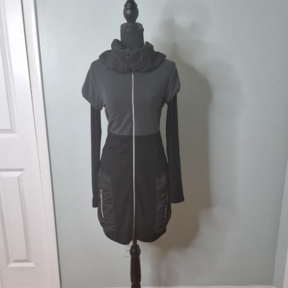 Dzhavael Couture Stylish Black and Gray Dress with Long Sleeves